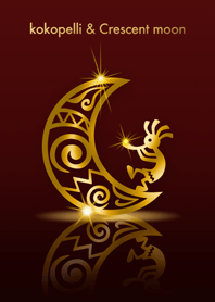 Gold kokopelli & Crescent moon