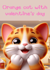Orange cat with valentine's day