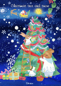 Christmas tree and snow