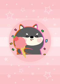 Simple Black Shiba Inu Love Pink Theme