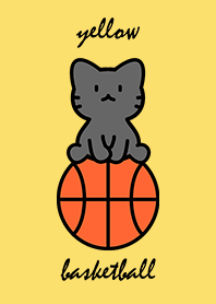 black cat sitting on a basketball YEL A