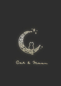 Cat & Moon: gray black gold