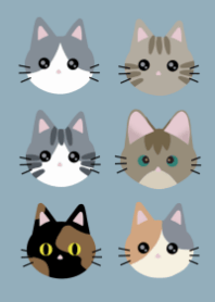 猫だらけ 　シンプル　/　blue gray