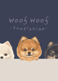 Woof Woof - Pomeranian - DUSTY NAVY