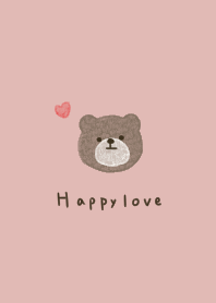 Pink beige and stuffed bear.