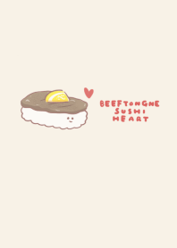simple beef tongue sushi beige heart