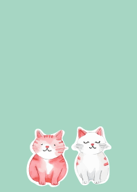 Smiling Cats on blue green