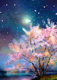Beautiful night cherry blossoms#1227