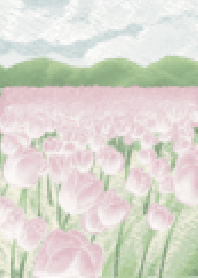 The tulips garden & cute bunny (Pink)