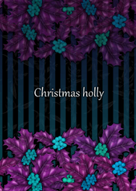 Christmas holly -Blue & Purple-