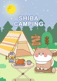 shiba inu -mountain camping/blue