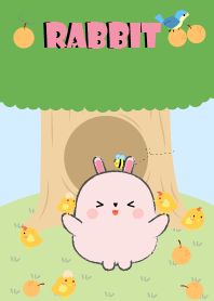 Pink Rabbit With Tree Theme