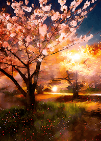 Beautiful night cherry blossoms#1429