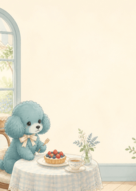Teal Poodle Berry Tart Window