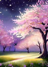 Beautiful night cherry blossoms#1428