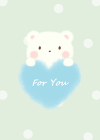 mokomoko heart -bear- green dot 2