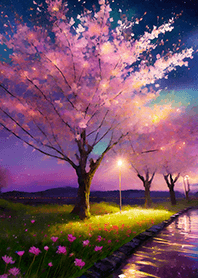 Beautiful night cherry blossoms#694