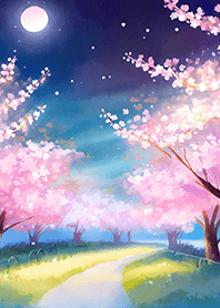 Beautiful night cherry blossoms#1866