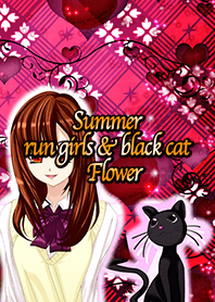 Summer run girls & black cat Flower