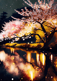Beautiful night cherry blossoms#1214