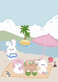 a rabbit going to the sea