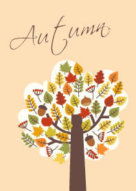 秋の紅葉と北欧の森