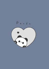 Panda in Heart(line)/gray blue WH