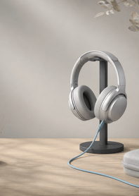 Silver Headset Quiet Desk