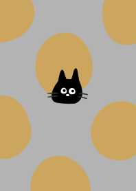 Gray and yellow polka dots. Cat.