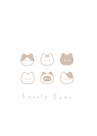 6 cats (line)/wh, beige line