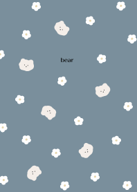 cute bears & flowers-dull blue&beige