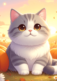 Chunky Cat and Autumn Pumpkins