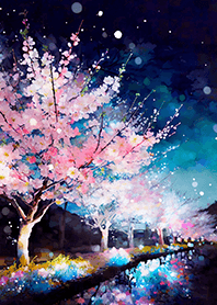 Beautiful night cherry blossoms#1276