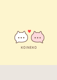 Pair Cat&Heart / CreamYellow&PinkBeige
