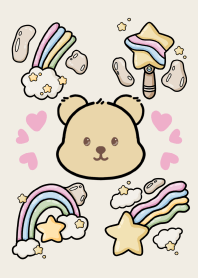 Little bear and rainbow clouds