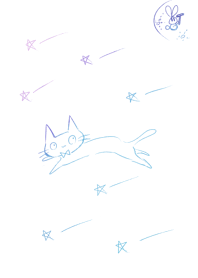 cat & stars & moon & rabbit
