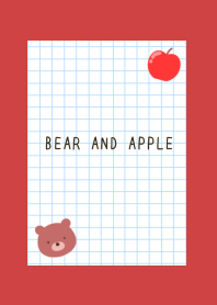 BEAR AND APPLE GRAPH PAPER-RED-BEIGE
