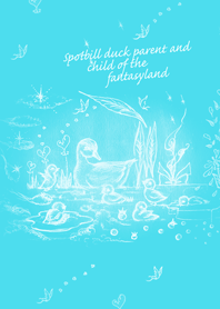 Spotbill duck family-SKY-summer