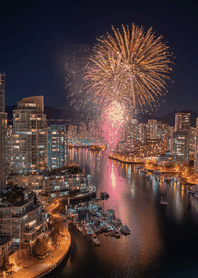 Black Waterfront Summer Fireworks