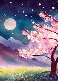 Beautiful night cherry blossoms#418