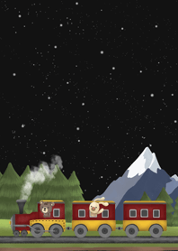 Train little bear and friends at night