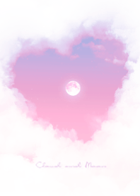 Heart Cloud & Moon  - blue & pink 06