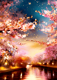 Beautiful night cherry blossoms#1484