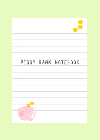 PIGGY BANK NOTEBOOK-YELLOW GREEN