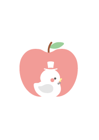 White rubber duck and apple theme
