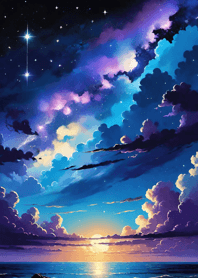 Night by the sea starlit sky moon aa1b