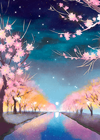 Beautiful night cherry blossoms#617