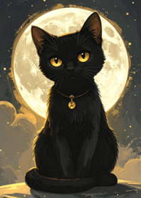 Black Cat Full Moon Lucky Night#12