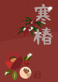 日本傳統圖案14 (冬季茶花) + 象牙白