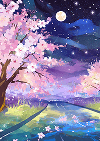 Beautiful night cherry blossoms#1024